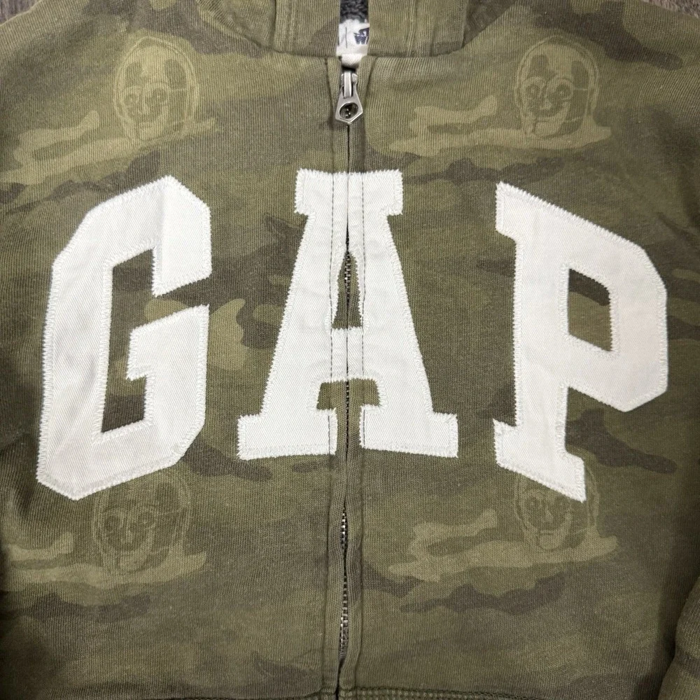 GAP Star Wars Sweatshirt Boys Hoodie XLarge 12 Full Zip Green Camo‎ Camoflague